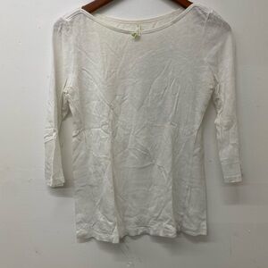 Ann Taylor Loft Women's 3/4 Sleeve White Voyage Tee Size Medium